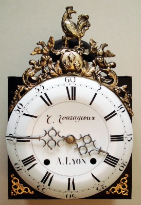 Antieke Franse Comtoise-klok zg. schotelhaan, ca. 1780.